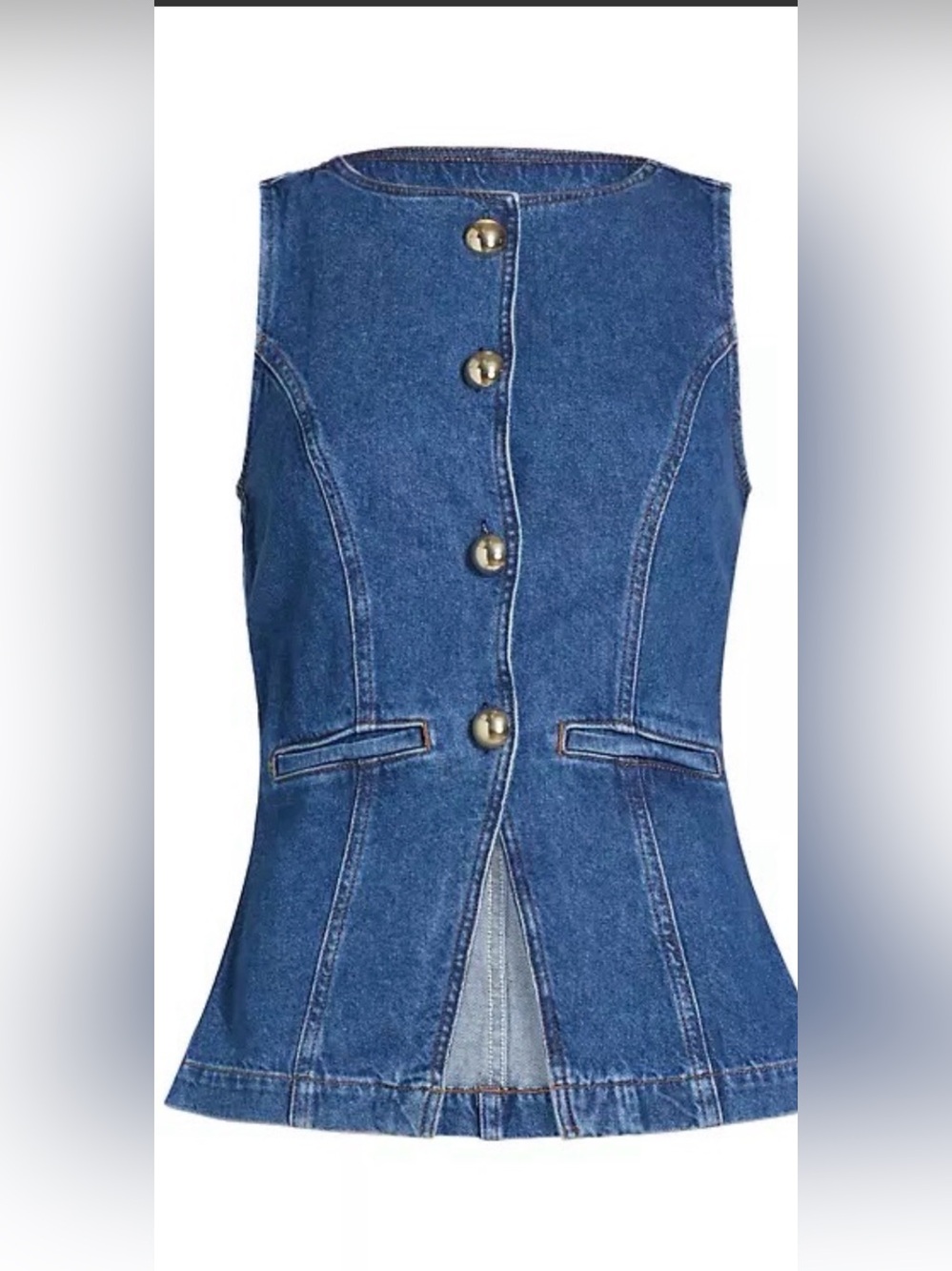 Reformation Dark Blue Denim Button-Front Jeans Ophelia denim Top NWT - Picture 2 of 12